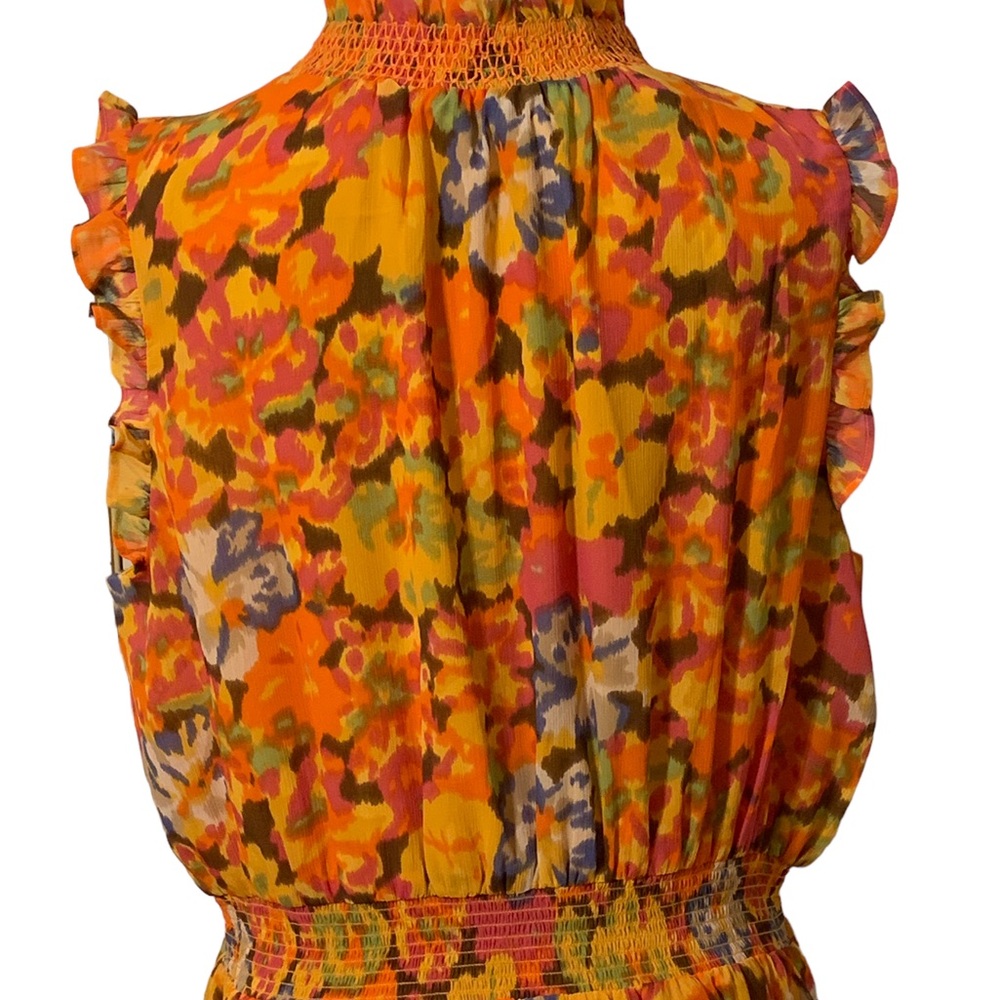 J Crew Smocked-Waist Dress Floral Size Large Tall - Picture 9 of 10
